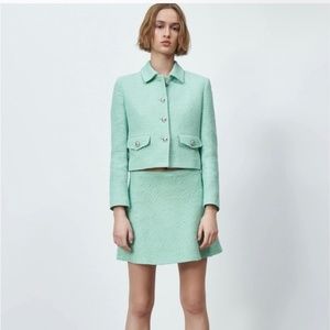 Zara textured jacket + skirt set